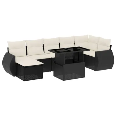 Produktbild von vidaXL 8-tlg. Garten-Sofagarnitur mit Kissen Schwarz Poly Rattan
