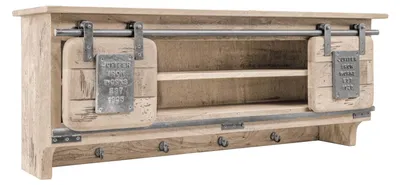 Produktbild von MASSIVMOEBEL24.DE Wandgarderobe Mango 115x30x45 whitewash lackiert RAILWAY #359