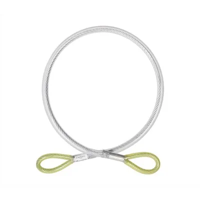 Anschlagmittel Steel Lanyard "I" von singing rock; aus Stahl mit gelben Schlaufen.