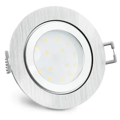 Produktbild von SSC-LUXon RW-2 flacher LED Einbaustrahler IP44 Alu gebürstet für Bad & Außen mit 4W LED Modul LumiFLEX Lichtfarbe warm / neutral / kalt 230V Einbauspot rund