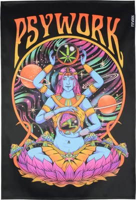 Produktbild von PSYWORK Schwarzlicht Stoffposter Neon "Psywork Godness", 40x60cm
