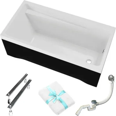 Produktbild von Aqua For You | Polimat Badewanne Gracja - 150x70cm - Acryl - Schwarz - Siphon Inklusive - mit Verkleidung
