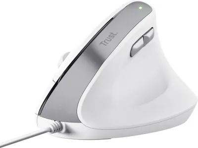 Produktbild von Trust Bayo II Vertikale Maus + RF 2.4GHz, Vorbeugung Gegen Mausarm/Tennisarm (RSI Syndrom), 70% Recyclingkunststoff, Kabell Ergonomische Maus PC, Laptop, Mac - Weiß