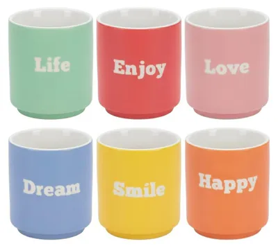 Obrázok produktu pre Sada 6 šálok s podšálkami, objem 180 ml, porcelán, kompaktný dizajn, reliéfny vzor, vhodné na kávu/čaj