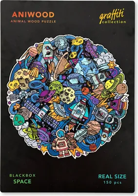 Image de ANIWOOD J7406M Puzzle Graffiti Espace M 150 pièces, en bois, multicolore, 150 pièces (1 jeu)