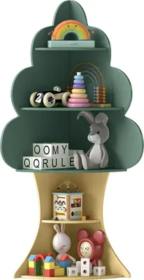 Produktbild von COSTWAY Bücherregal Kinder, 5 Ebenen Kinderregal, Baum-Design, Spielzeugregal aus Holz, Eckregal für Kinderzimmer, für Kinder 3+, 48x48x132 cm, Grün