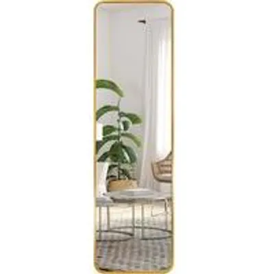 Image de Miroir mural jaune 35 x 120 cm - Grand miroir mural en pied pour le couloir et la chambre à coucher