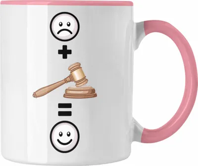 Produktbild von Trendation - Jura Richter Tasse Geschenk für Juristen  :( + Anwalt = :) Lustige Geschenkidee Geburtstag (Rosa)
