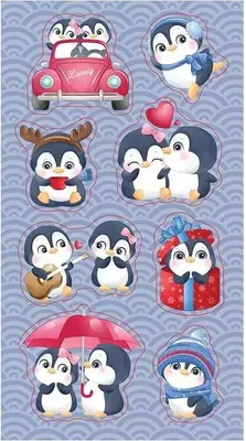 Zdjęcie produktu dla 8 Pinguin Aufkleber für Notizbücher, Alben, Briefe und Postkarten
