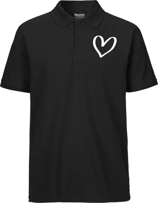Produktbild von Huuraa Herren Polo Shirt Herz Heart M Black Bio Baumwolle Fairtrade Poloshirt Geschenkidee