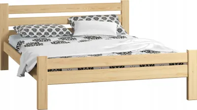 Obrázok produktu pre Posteľ z masívneho dreva, jednolôžko s hrubými nohami a bezpečným lakom 210x172x72 cm, prírodná borovica