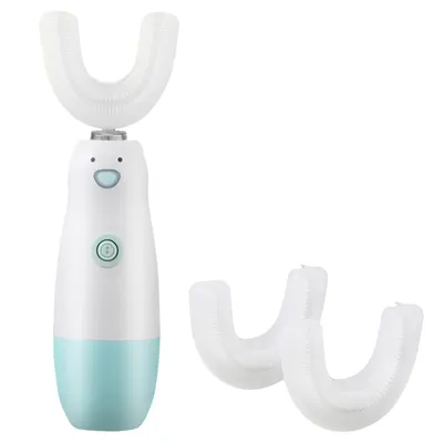 Produktbild von Kinder Elektro-Zahnbürste mit 5 U-Kopf Aufsätzen, 100% wasserdicht, Bessere Reinigung als Handzahnbürsten, Perfekt für 2-7 Jahre