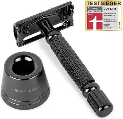 Produktbild von Störtebekker® Rasierständer Set (Schwarz) - Rasierhobel mit edlem Rasierständer - Geschenkidee