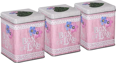 Produktbild von tea4chill Teedosen / Kaffeedosen / Vorratsdosen Set „Romance“, 3 Dosen je 100g, Scharnierdeckel