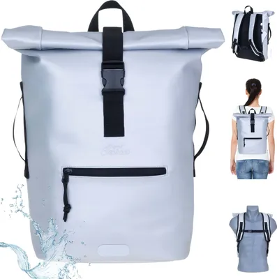 Produktbild von Rucksack Plane Time Bag Evo 24 L Kurierrucksack Roll-Top Damen A4 Freizeitrucksack Laptoprucksack wetterfest Outdoor Elephant 13074 Metallic Silber +f