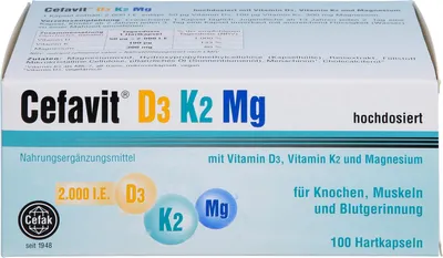 Produktbild von Cefavit D3 K2 Mg 2.000 I.E. Hartkapseln 100 St
