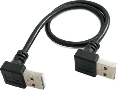 Produktbild von SYSTEM-S USB 2.0 Kabel 30 cm Typ A Stecker zu Stecker Winkel in Schwarz