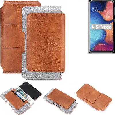 Produktbild von K-S-Trade Handyhülle Schutzhülle kompatibel mit Samsung Galaxy A20e Gürteltasche Holster Gürtel Tasche Smartphone Tasche Handy Hülle Polyurethan+ Filz,