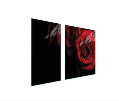 Produktbild von Herdabdeckplatten 2 teilig 90x52 Glaskeramikkochfeld Abdeckung Glas Schneidebrett Rose Rot