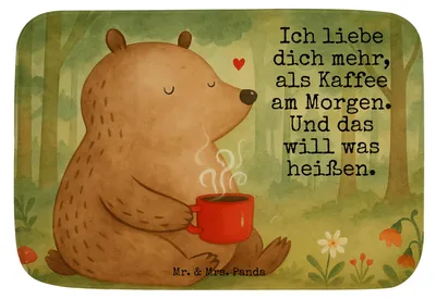 Produktbild von Mr. & Mrs. Panda Vorleger Bad Bär Morgenkaffee Design - Weiß - Geschenk, Badvorleger, für Freundin, badezimmermatte, Badteppich, Jahrestag, Frauen, Mitbringsel, Badematte