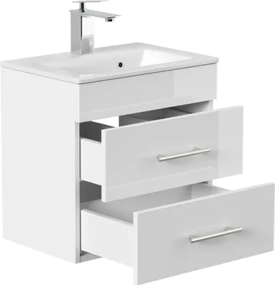 Produktbild von Badmöbel Waschplatz Breite: 50 cm "Portus 500 SlimLine" weiß Hochglanz
