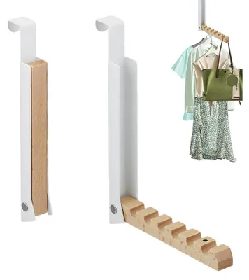 Productafbeelding van Opvouwbare Deurhaken met 6 Kleerhangers, Set van 2