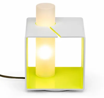 Produktbild von Design Tischleuchte Grün-Weiß dimmbar – Glas & Metall – G9 – RELCO G9 Leistung: max. 60 W Leuchtmittel: nicht enthalten 230V Grün / Weiß Form: Eckig S