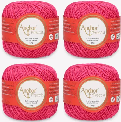 Image de 4 pelotes d'Anchor Freccia 6 – Fil de coton fin pour les projets au crochet (couleur 08313)