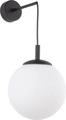 Produktbild von Wandleuchte Metall Glas H: 45 cm Schwarz Weiß E27 Kugelschirm Modern