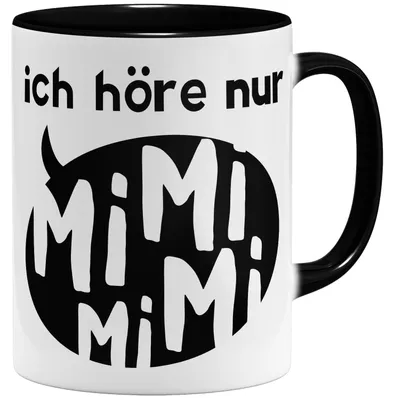 Kaffeetasse mit Spruch 'Ich höre nur Mimimi', 325 ml, schwarz