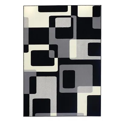 Zdjęcie produktu dla Nowoczesny kremowo czarny dywan do salonu, miękki włos wzór 160x230cm