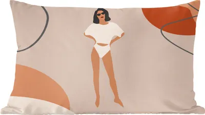 Produktbild von MuchoWow® Zierkissen Sofakissen Wohnzimmer Dekokissen 50x30 cm Sommer - Frauen - Minimalismus - Wohnzimmerdekoration - Polster mit Photo
