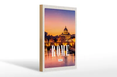 Produktbild von Holzschild Reise 20x30cm Rom Italien Stadt Kathedrale Nacht