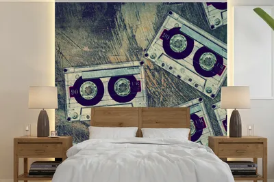 Produktbild von MuchoWow® Fototapete für Wohnzimmer oder Schlafzimmer Wandtapete Vinyl Motivtapete Kassettenkassetten - Holz - Vintage - 240x240 cm - Schlafzimmer-Tapete