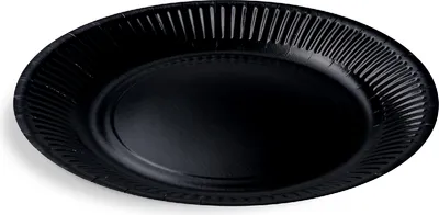 Produktbild von 300 Pappteller rund FF Ø 23 x 1,6 cm schwarz – Imbissteller, Party-/Kuchenteller