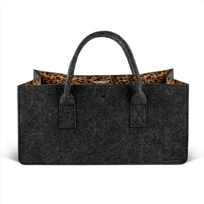 Image de Unyqoos® Sac en feutre XXL – Sac de shopping en feutre de qualité supérieure, idéal pour le bois de chauffage, les courses et le rangement, très résistant, avec doublure intérieure, dimensions : 50 x 25 x 25 cm