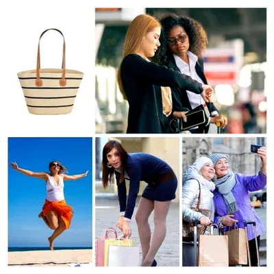 Produktbild von Strohtaschen für Damen | Geflochtene Strand- und Schultertasche | Boho-Make-up-Beutel für Reisen und Urlaub