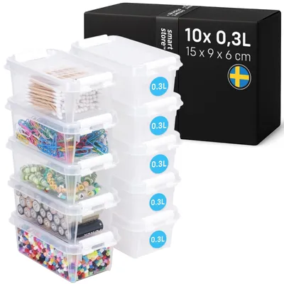 10 Aufbewahrungsboxen 0,3 L, stapelbar, BPA-frei, transparent