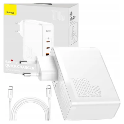 Immagine prodotto di Caricabatterie da rete Baseus Gan2 Pro, 2X Usb + 2X Usb-C, 100W, Eu (bianco)
