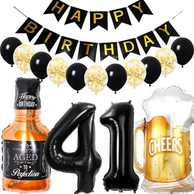 Produktbild von Geburtstagsdeko 41 Jahre schwarze Ballons 5er Pack