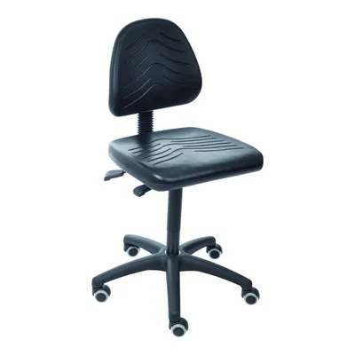 Produktbild von STIER Arbeitsstuhl mit Rollen ohne Armlehnen Sitzhöhe 460-650mm PolyurethanSchwarz