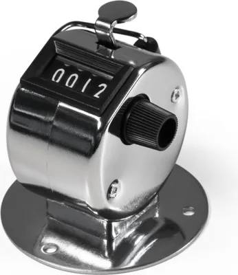 Zdjęcie produktu dla Mechaniczny licznik ręczny McPower, z podstawą montażową, metalowa obudowa, 0-9,999