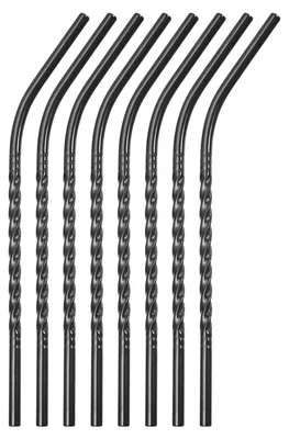 8er-Set Edelstahl-Trinkhalme, gebogen, 22 cm, schwarz