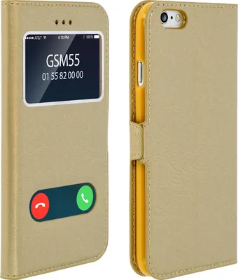 Produktbild von Avizar, Klappetui mit Doppelfenster und Standfunktion für Apple iPhone 6 / 6S, Gold