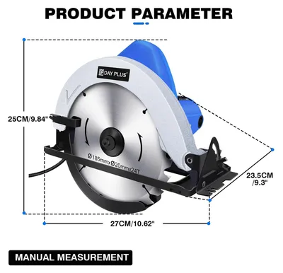 Immagine prodotto di Segatrice circolare elettrica - Segatrice circolare portatile - 1500 W - 5000 giri/min - Lama da 185 mm - Profondità di taglio 55 mm - Angolo di taglio 0–45° - Guida laser