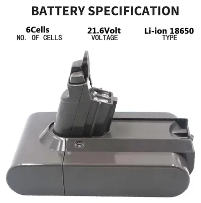 Immagine prodotto di Batteria di ricambio V6 21,6 V - Li-Ion 6,0 Ah - Compatibile con DC58/DC59/DC61/DC62, SV03/SV04/SV05/SV06/SV07/SV09 - Solo batteria, senza caricabatterie - Beige
