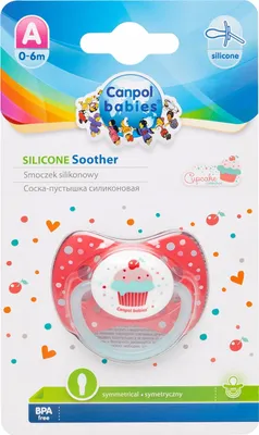 Zdjęcie produktu dla Canpol, Smoczek uspokajający, silikonowy, symetryczny, 0-6m Cupcake 23/282, różowy, 1 sztuka
