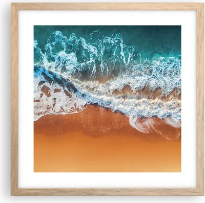 Produktbild von Gerahmtes Poster - Rahmen in heller Eiche - Sand Wasser Strand - 40x40 cm - Wand Bild - Wanddeko - Wandbilder - Kunstposter - Wandposter - Bilderrahmen - Bilder - Kunstdruck - P2NAC40x40-5021