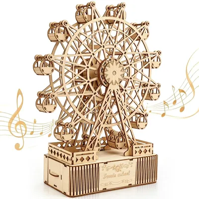 Productafbeelding van 3D Houten Puzzel Muziekdoos met Reuzenrad