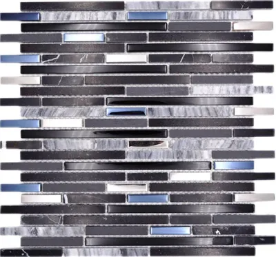 Produktbild von Mosani MOS86-SV73, Mosaik, Schwarz, Silber, Drinnen, Rechteck, 300 mm, 300 mm